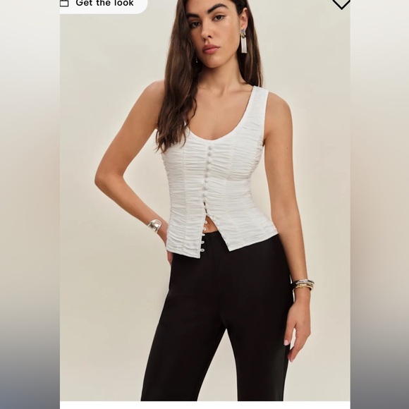 Reformation White Ruched Tank Top - Picture 2 of 9